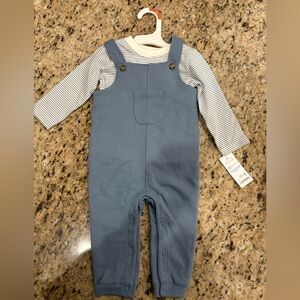 Carter's Baby Boy 2 Piece Blue Striped Overalls Set NWT- 9 Months